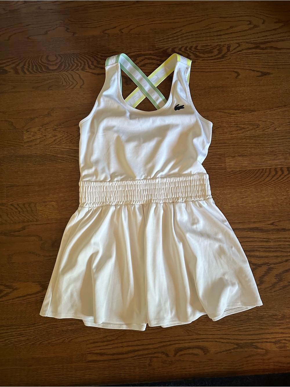 Lacoste White Athletic Dress with Neon Crossback Straps